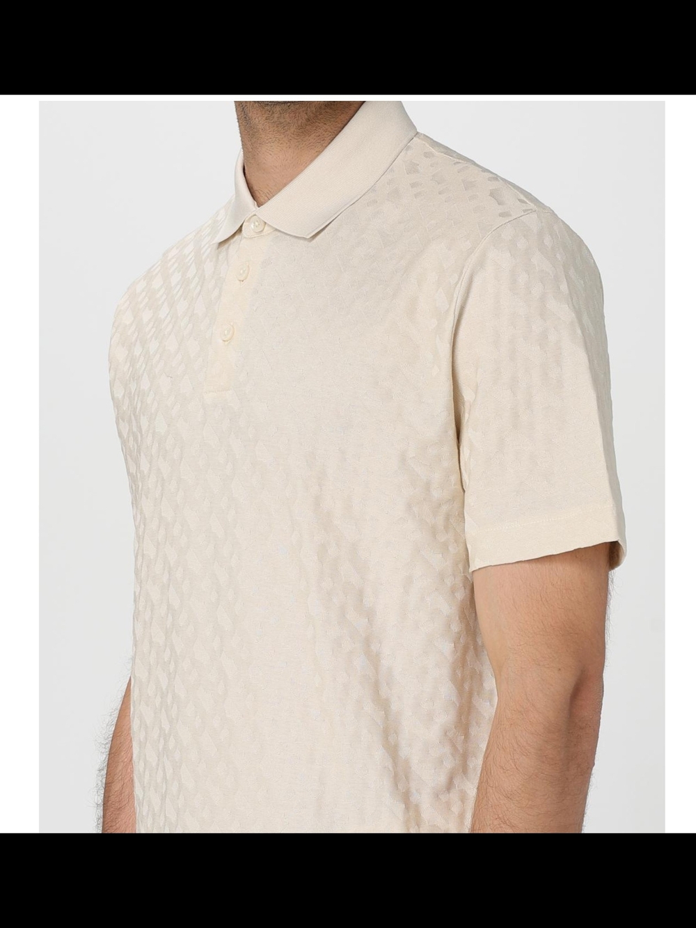 Boss Cream Short-Sleeve Jacquard Polo